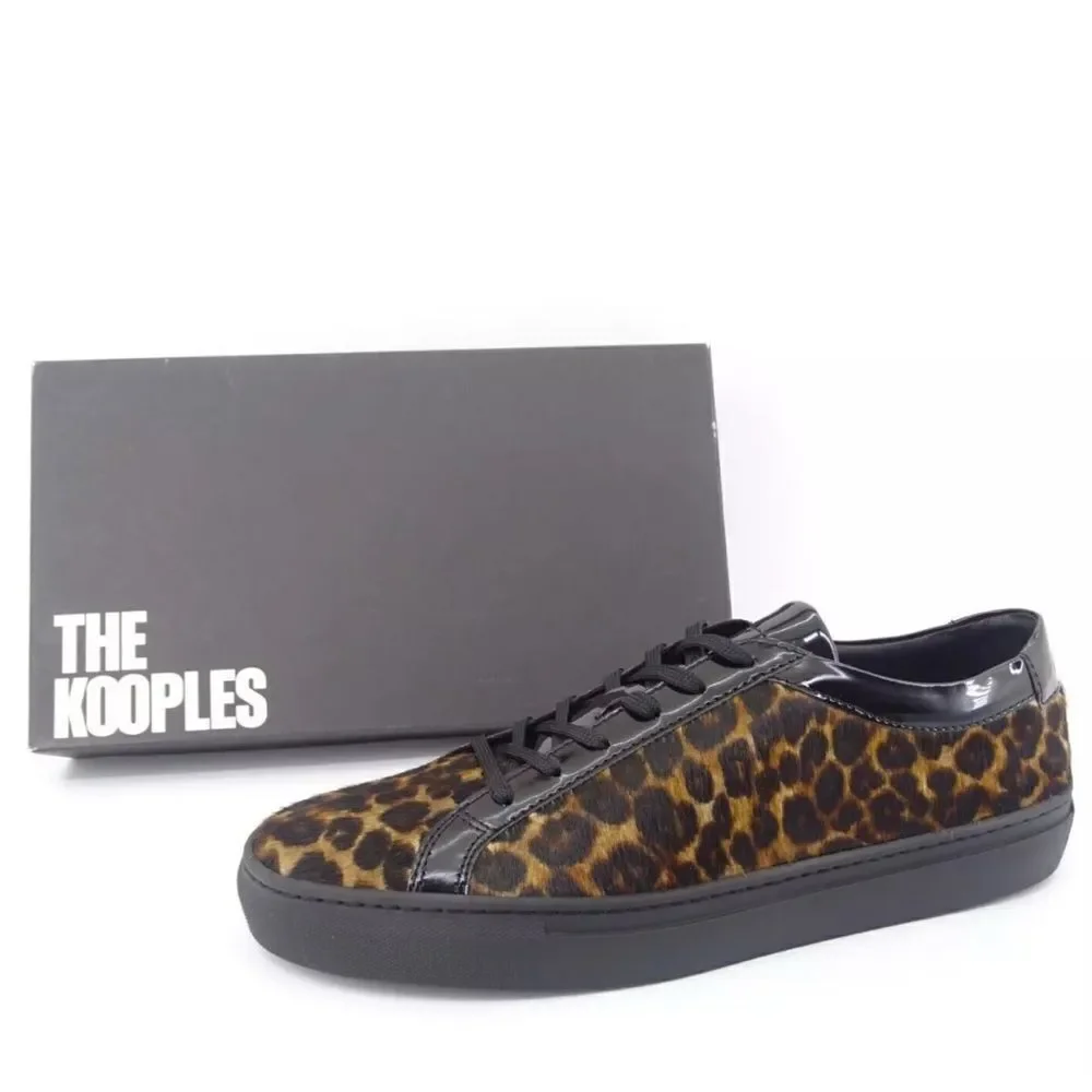 The Kooples Leopard Print Lace up Leather/Calf hair Shoes(Size 39/8)